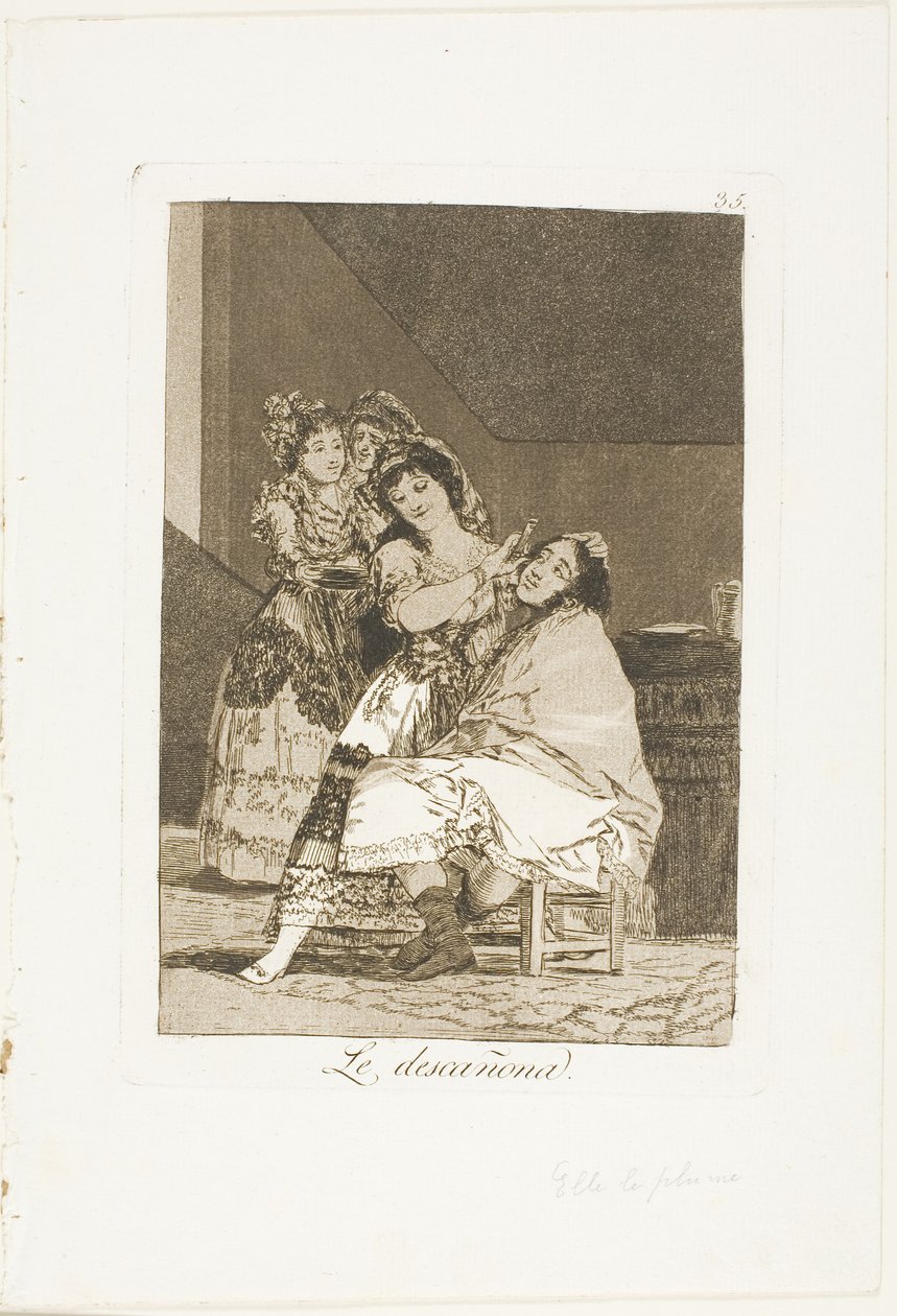 Ela o esfola, placa 35 de Los Caprichos de Francisco Jose de Goya y Lucientes