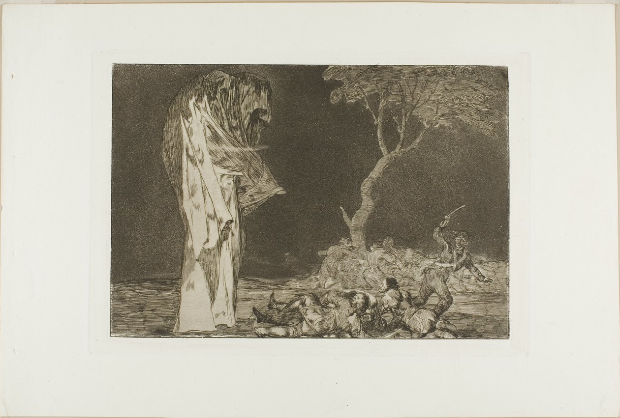 Soldados assustados por um fantasma, de Disparates, publicado como placa 2 em Los Proverbios de Francisco Jose de Goya y Lucientes