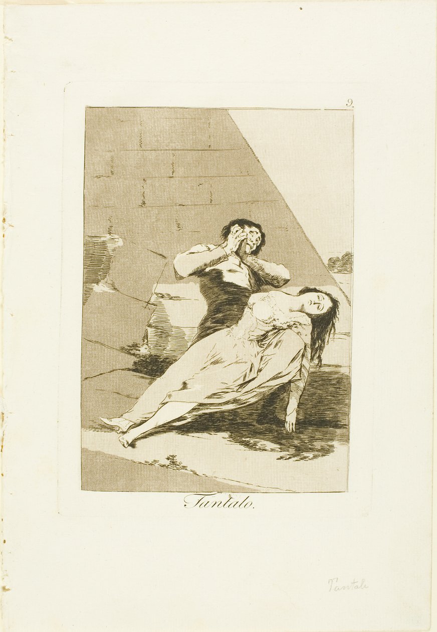Tântalo, placa 9 de Los Caprichos de Francisco Jose de Goya y Lucientes