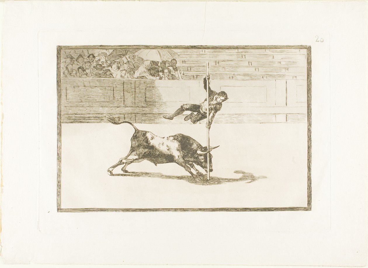 A agilidade e audácia de Juanito Apinani no ringue de Madrid, placa 20 de The Art of Bullfighting de Francisco Jose de Goya y Lucientes