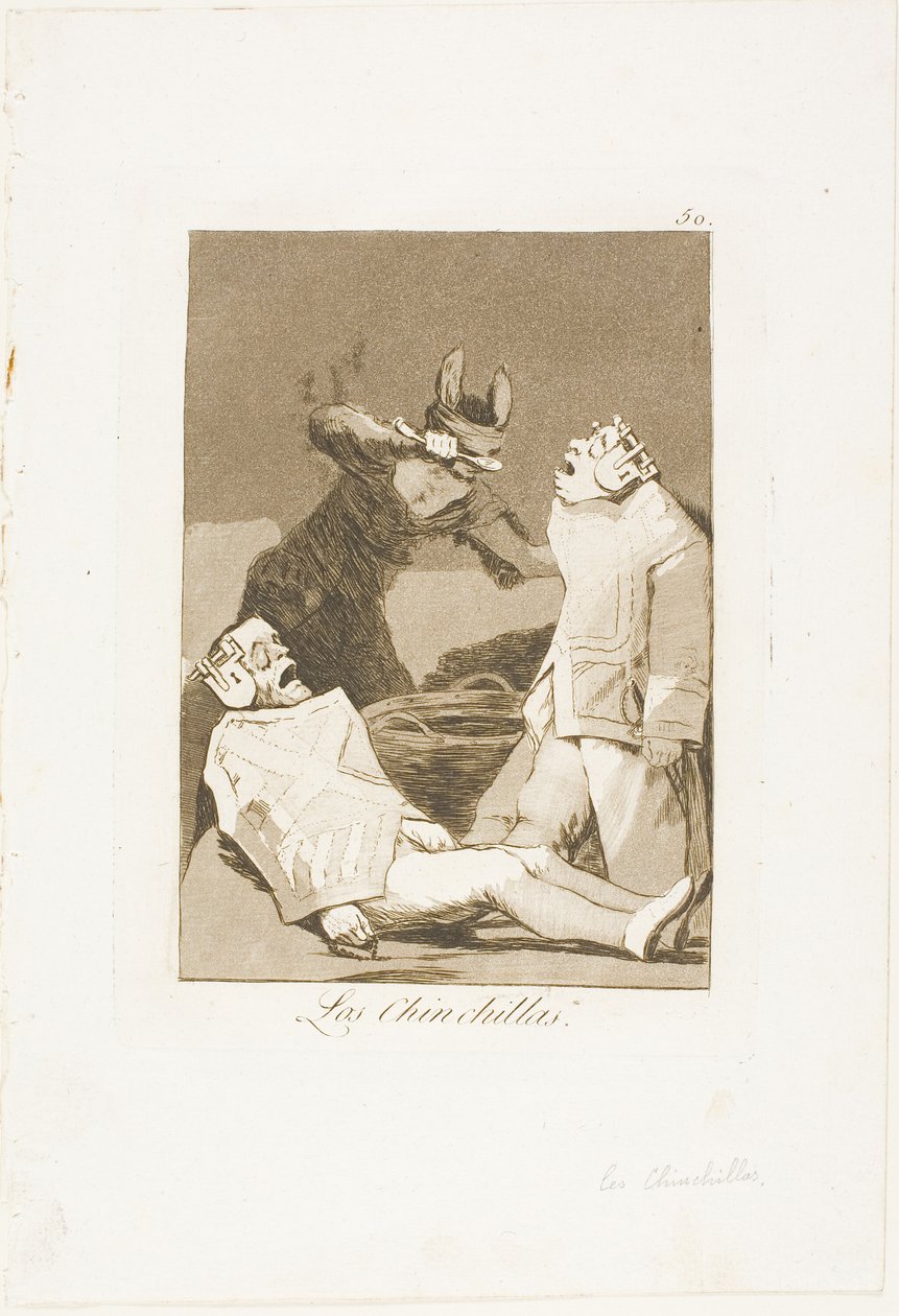 As Chinchilas, prato 50 de Los Caprichos de Francisco Jose de Goya y Lucientes