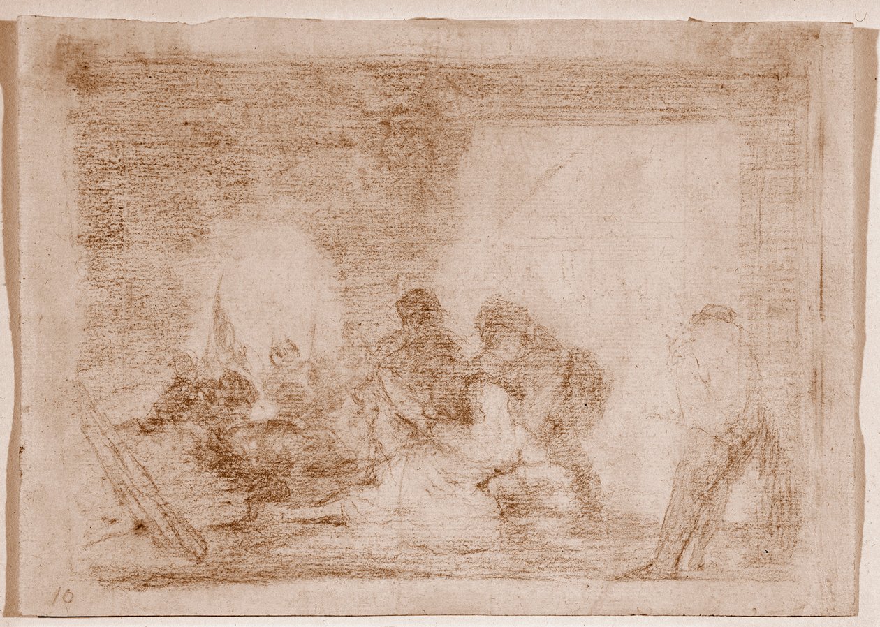 Os Desastres da Guerra : Um homem testemunha do estupro de sua esposa (Desenho de Francisco de Goya