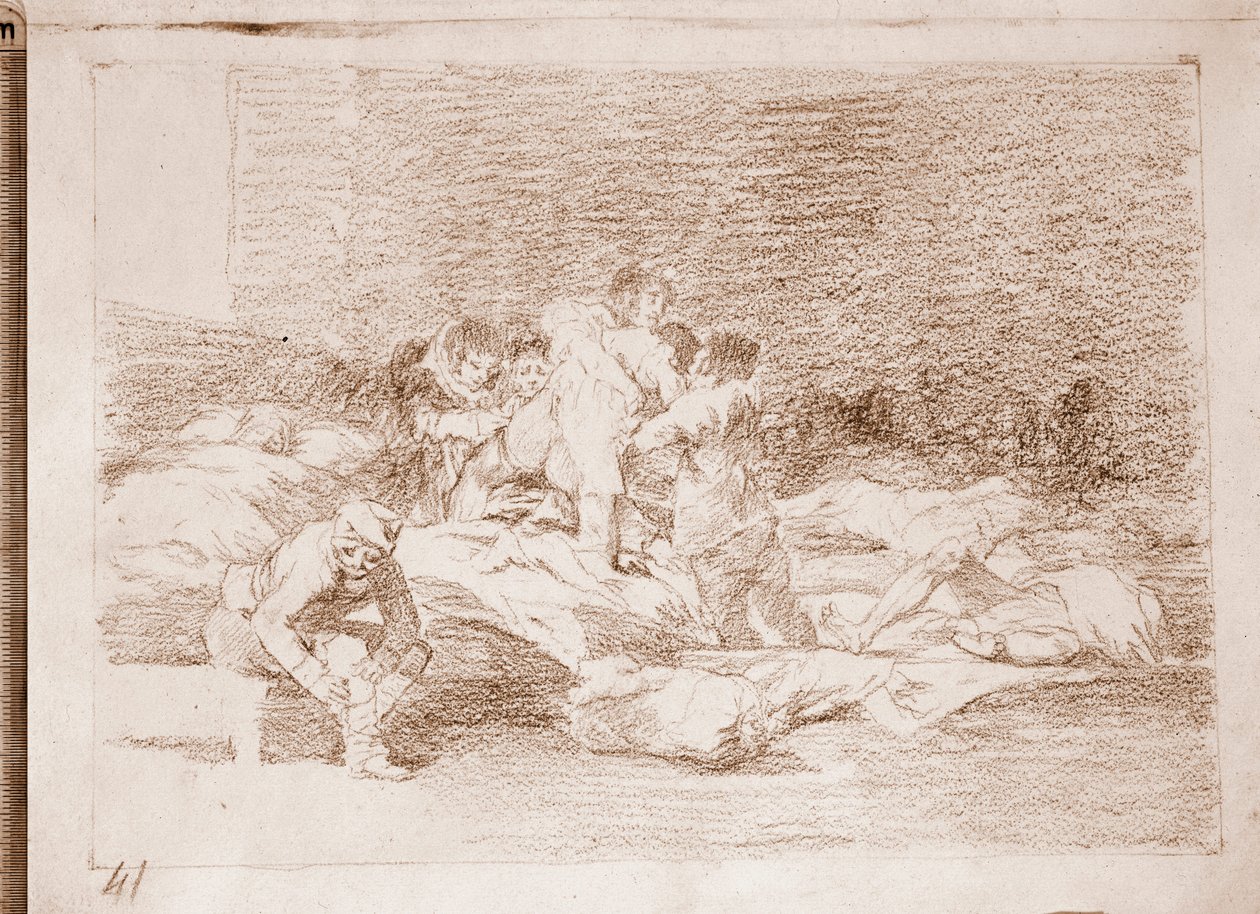 Os Desastres da Guerra : E eles também (desenho preparatório de Francisco de Goya
