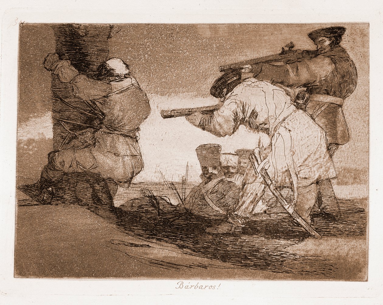 As Catástrofes da Guerra : Bárbaros ! (Gravura após desenho preparatório de Francisco de Goya