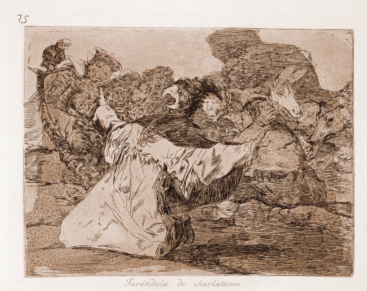 Os Desastres da Guerra : Farandole de charlatães (gravura do desenho preparatório de Francisco de Goya