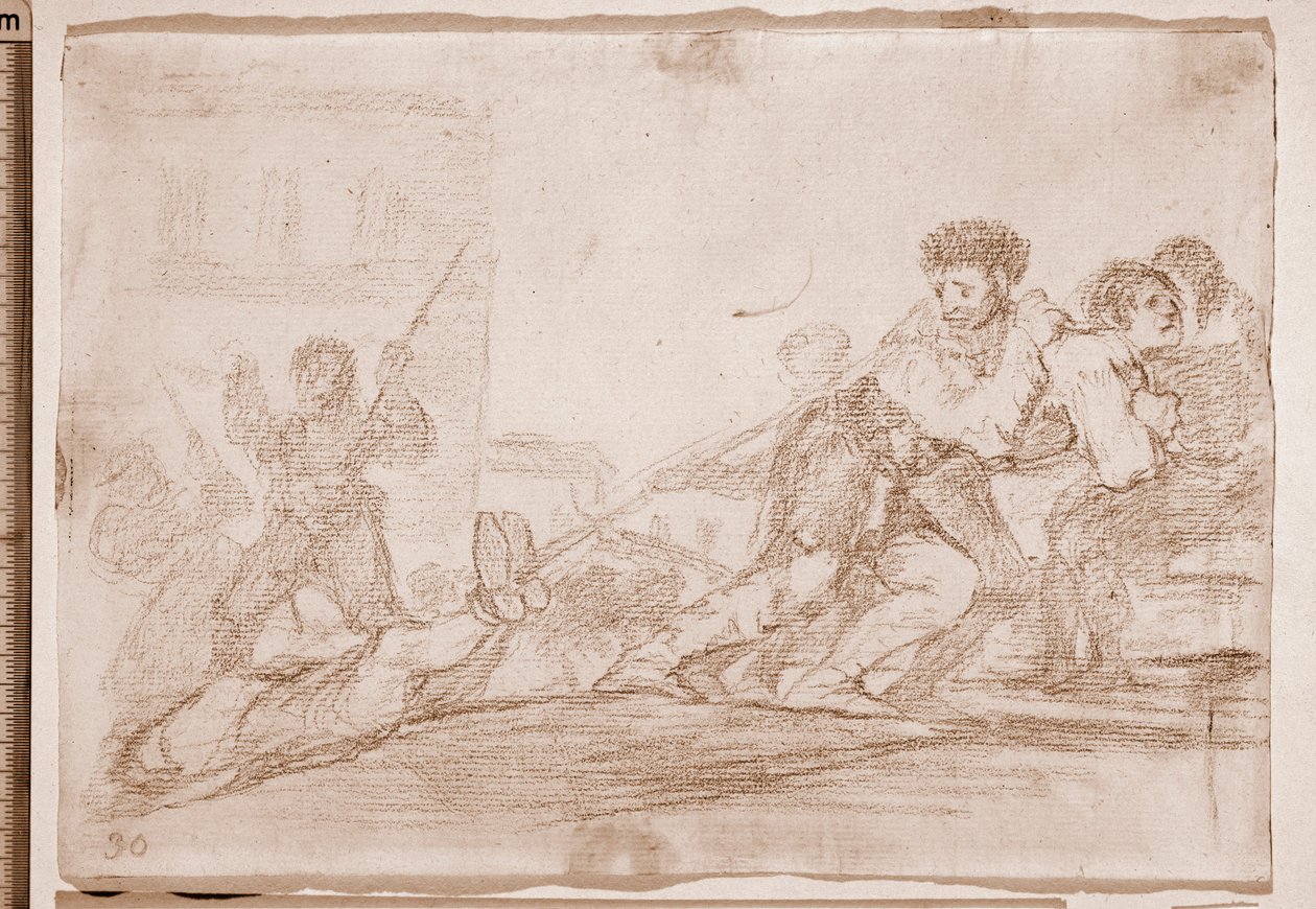 Os Desastres da Guerra : Ele mereceu-o (desenho preparatório de Francisco de Goya