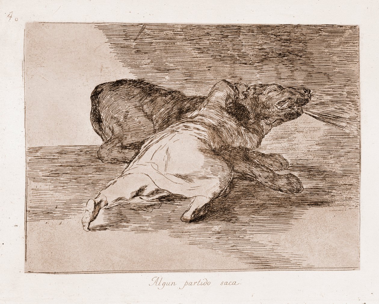 Os Desastres da Guerra : Ele colhe alguns benefícios (Gravura do desenho preparatório de Francisco de Goya