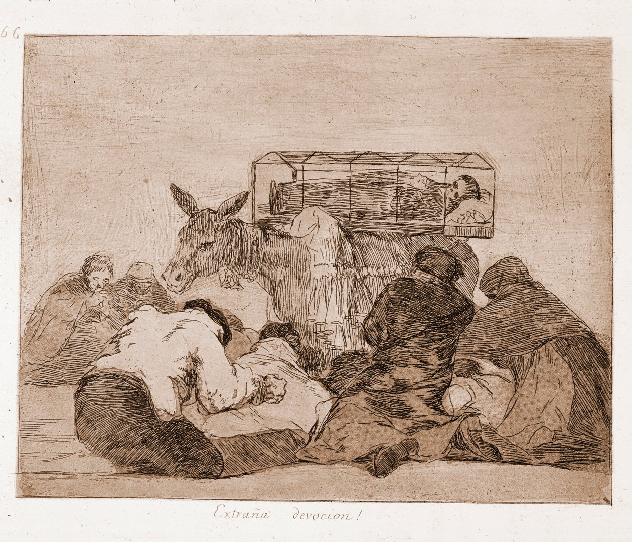 Os Desastres da Guerra: devoção estranha (gravura do desenho preparatório de Francisco de Goya