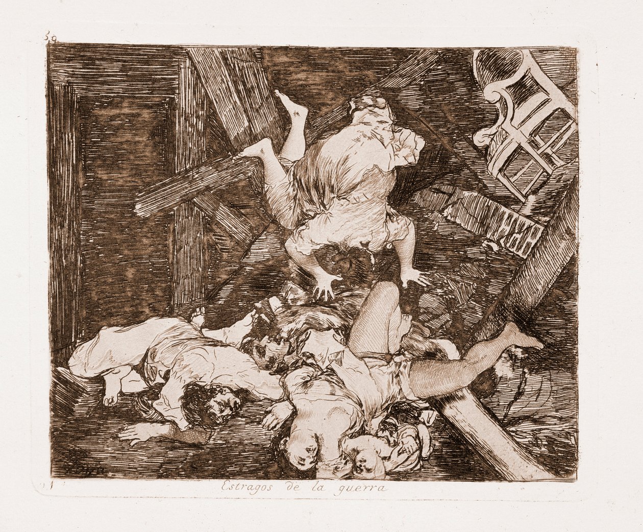 Os Desastres da Guerra : Danos de guerra (Gravura após o desenho preparatório de Francisco de Goya