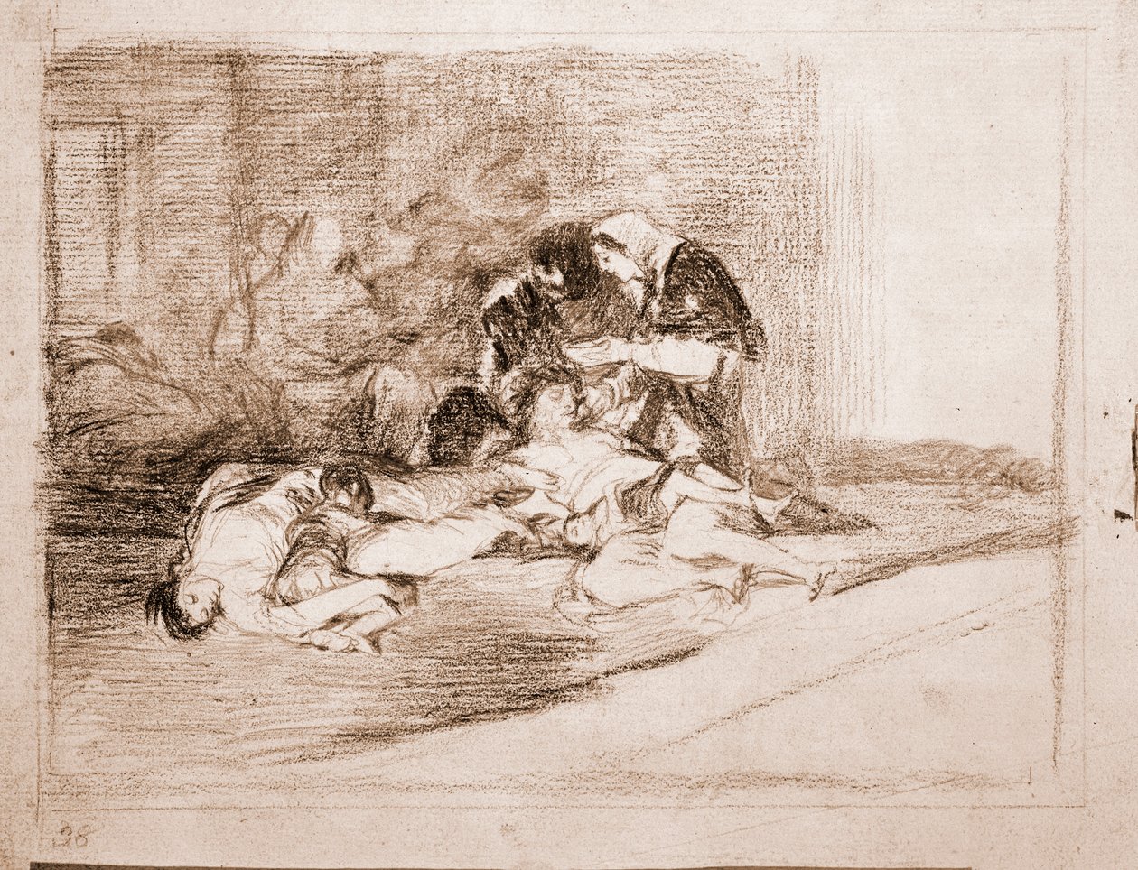Os Desastres da Guerra : Para que serve uma tigela ? (desenho preparatório de Francisco de Goya