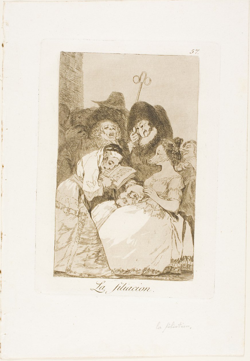 A Filiação, placa 57 de Los Caprichos de Francisco Jose de Goya y Lucientes