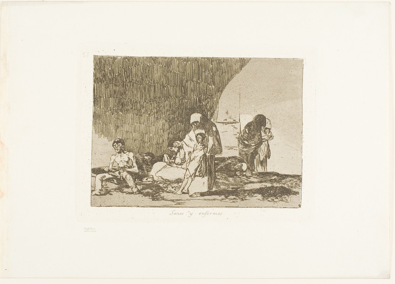 Os Saudáveis e os Doentes, prato 57 de Os Desastres da Guerra de Francisco Jose de Goya y Lucientes
