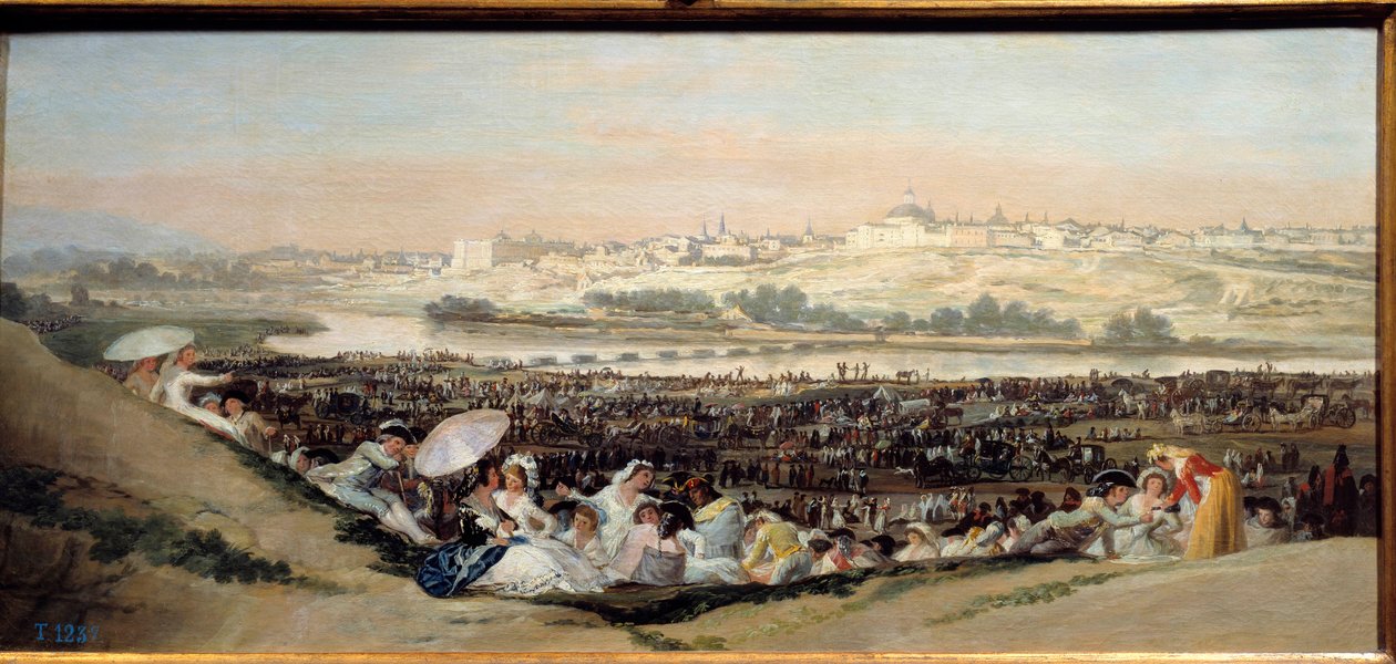 Prairie de San Isidro (Espanha) - Vista da cidade de Madrid desde a Ermida de San Isidoro - Pintura de Francisco De Goya (1746-1828) de Francisco de Goya