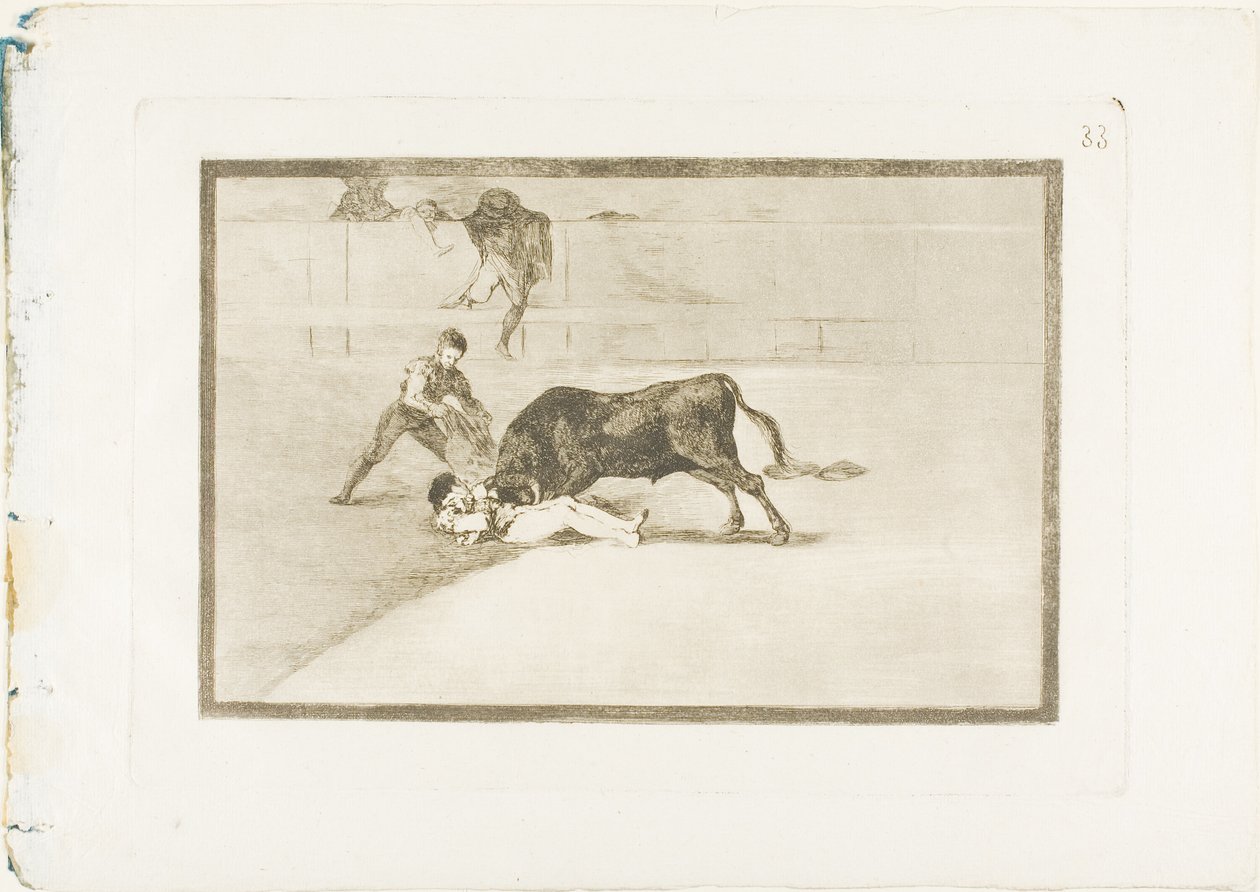 A infeliz morte de Pepe Illo no ringue de Madrid, placa 33 de The Art of Bullfighting de Francisco Jose de Goya y Lucientes