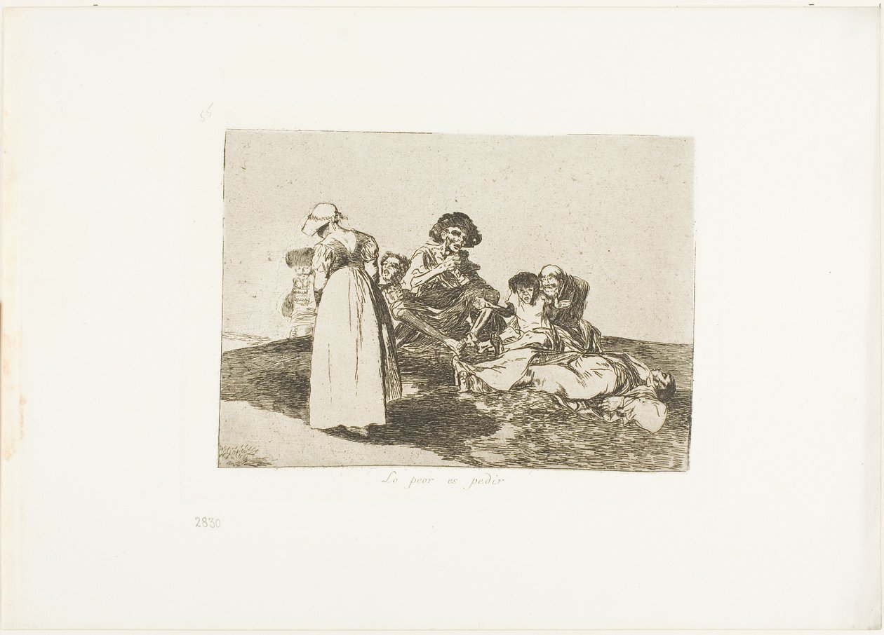 O pior é implorar, placa 55 de Os desastres da guerra de Francisco Jose de Goya y Lucientes