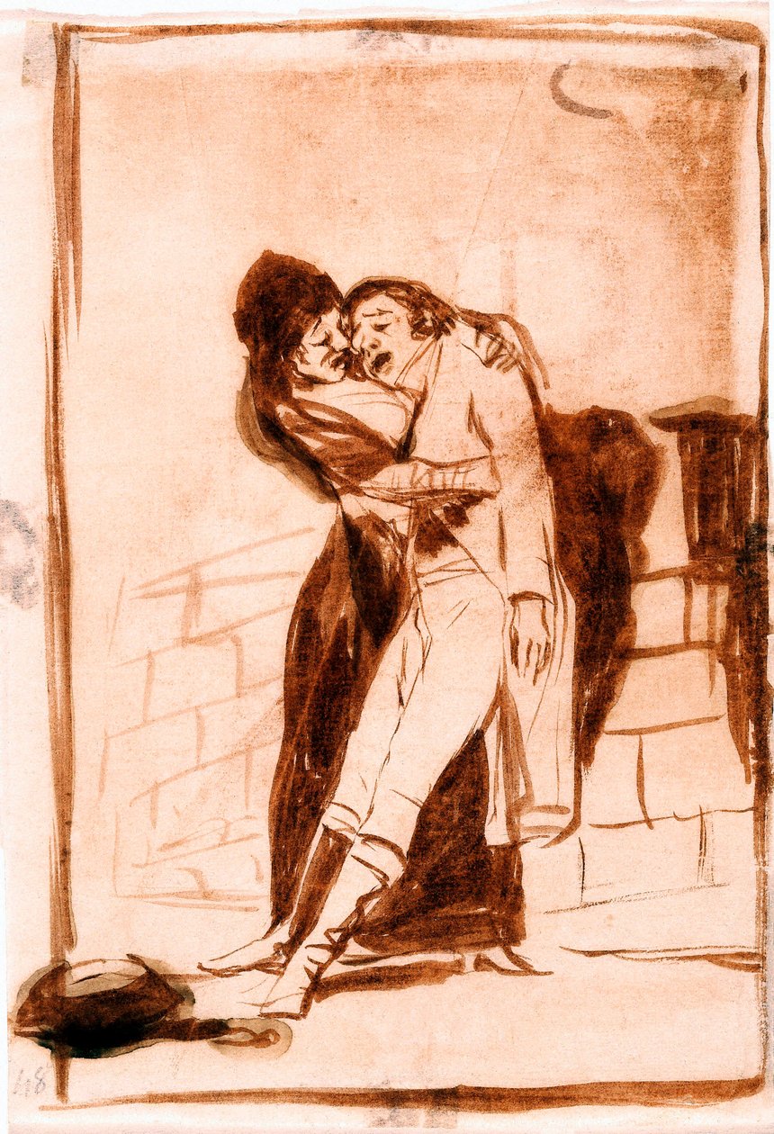 "Os caprichos" (Los caprichos): O Amor e a Morte. Desenho preparatório 1797-1798 (desenho) de Francisco de Goya