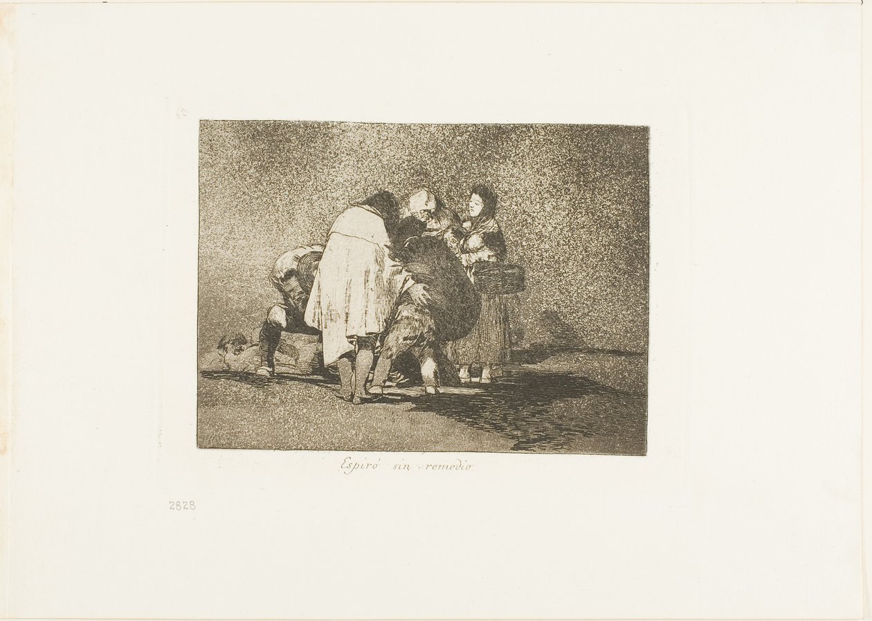 Não havia nada a ser feito e ele morreu, placa 53 de Os desastres da guerra de Francisco Jose de Goya y Lucientes