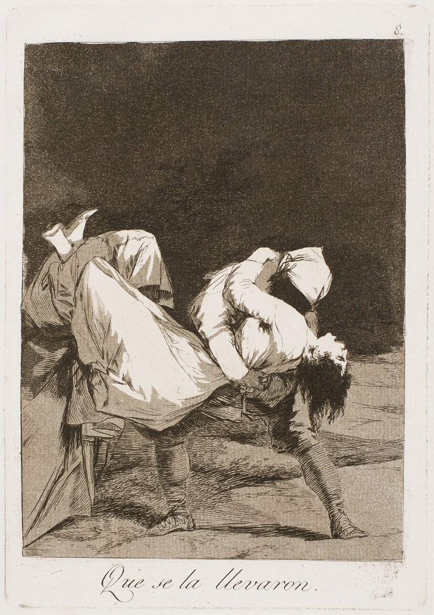 Eles a levaram !, placa oito de Los Caprichos, 1797-99 de Francisco de Goya