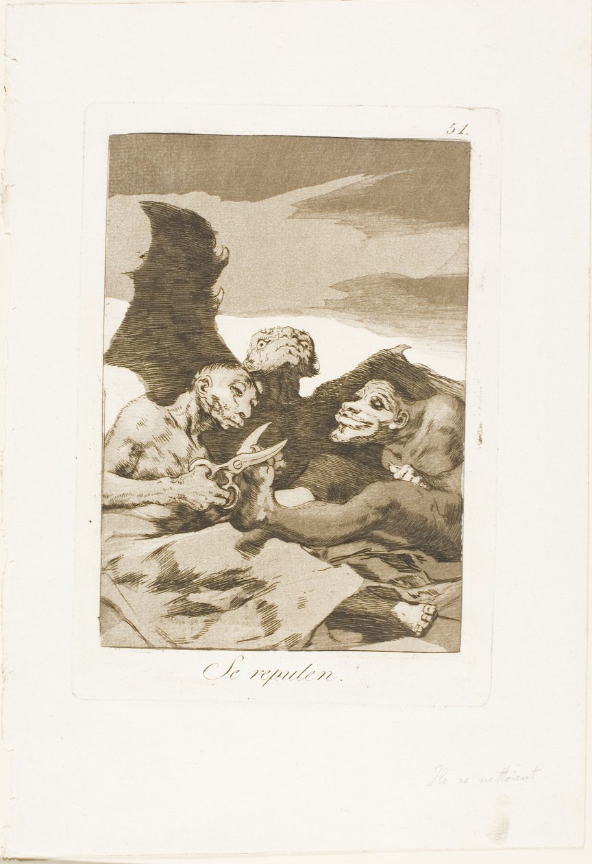 Eles se enfeitam, placa 51 de Los Caprichos de Francisco Jose de Goya y Lucientes