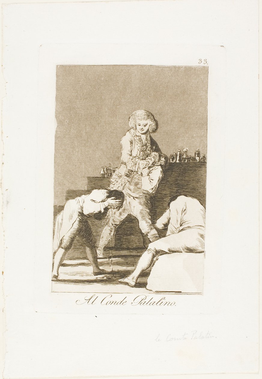 Ao Conde Palatino ou Conde do Palato, placa 33 de Los Caprichos de Francisco Jose de Goya y Lucientes