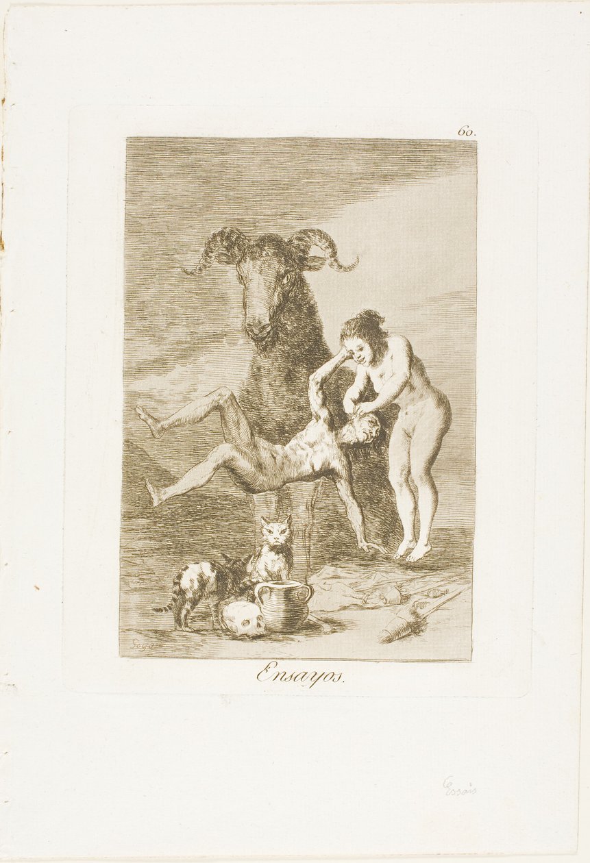 Trials, placa 60 de Los Caprichos de Francisco Jose de Goya y Lucientes