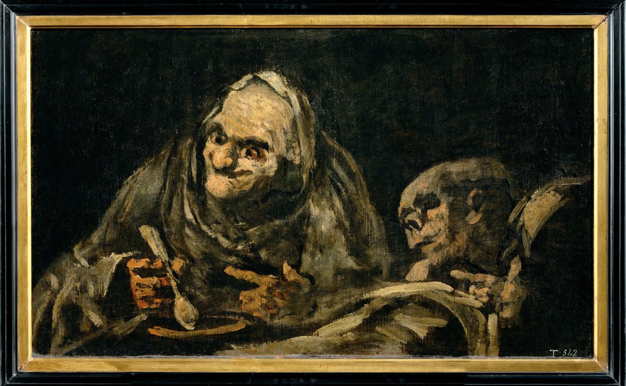 Dois velhos a comer (pintura sobre tela) de Francisco Jose de Goya y Lucientes