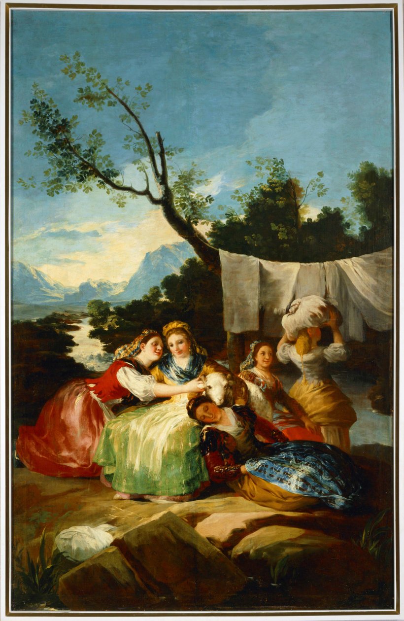 LavadeirasCartoon para uma tapeçaria no El Escorial ... (pintura sobre tela) de Francisco Jose de Goya y Lucientes