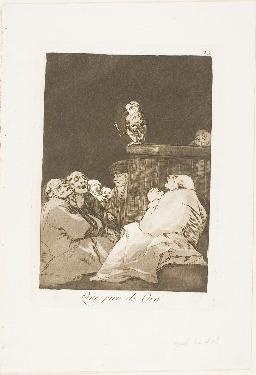 Que Bico Dourado!, placa 53 de Los Caprichos de Francisco Jose de Goya y Lucientes