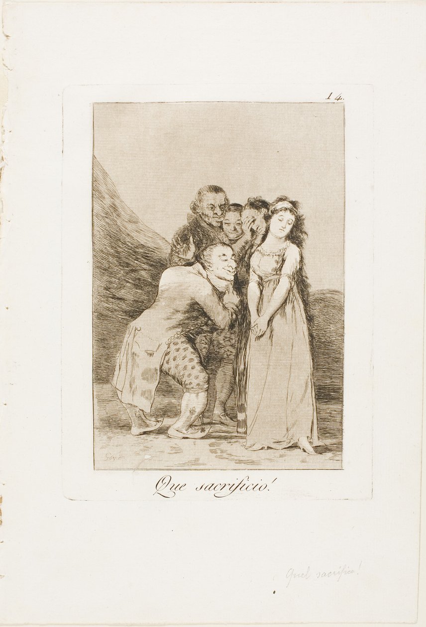 Que sacrifício!, placa 14 de Los Caprichos de Francisco Jose de Goya y Lucientes