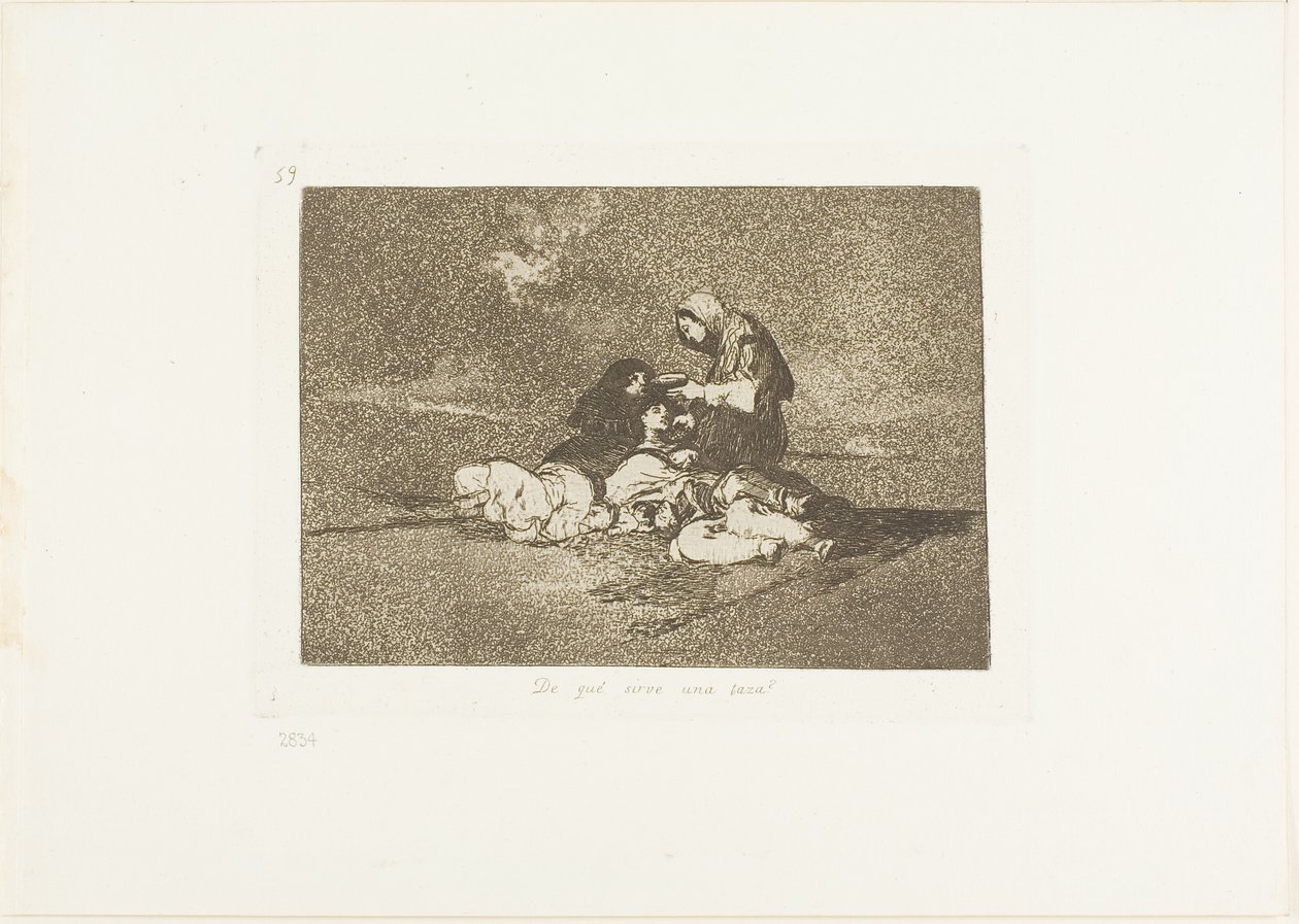 Qual é o uso de uma xícara?, placa 59 de Os desastres da guerra de Francisco Jose de Goya y Lucientes