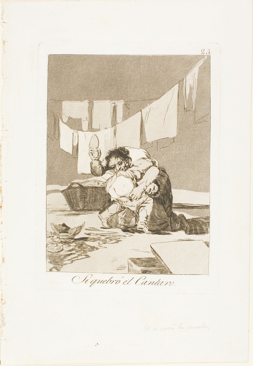 Sim, ele quebrou o pote, prato 25 de Los Caprichos de Francisco Jose de Goya y Lucientes