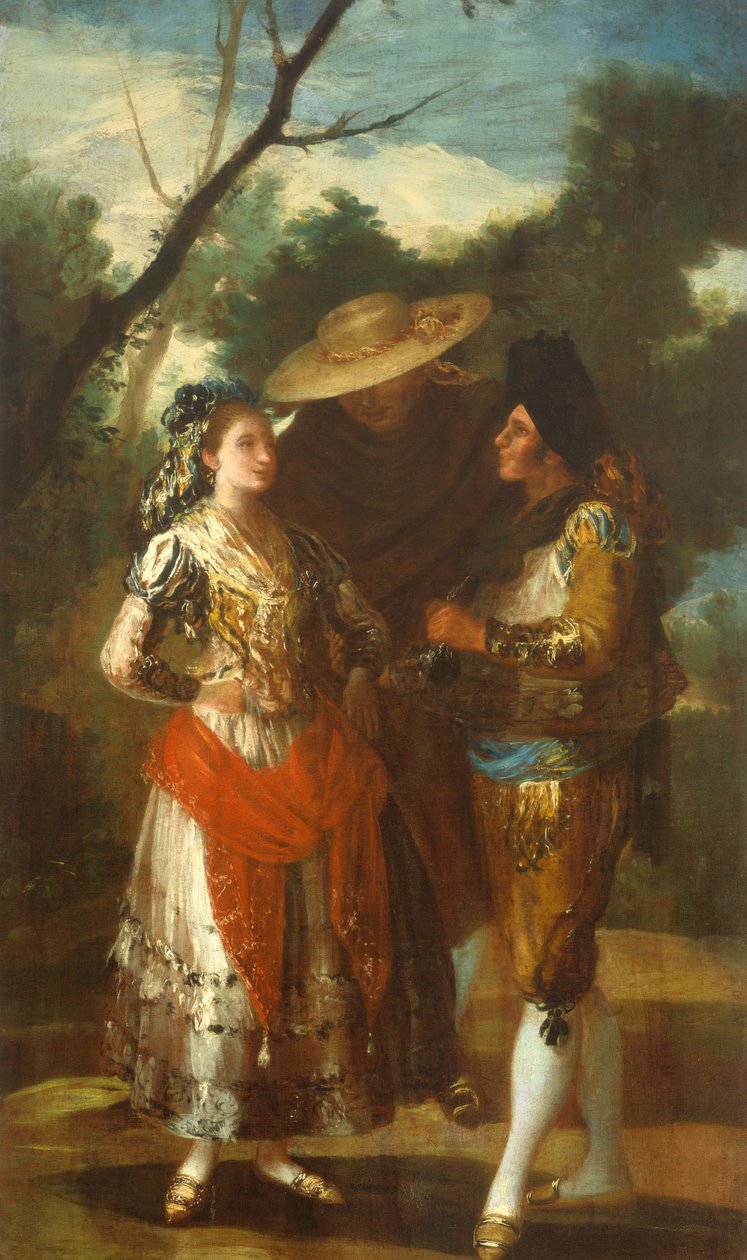 Um Maja com Dois Toreros, 1779-1780 de Francisco Jose de follower of Goya y Lucientes
