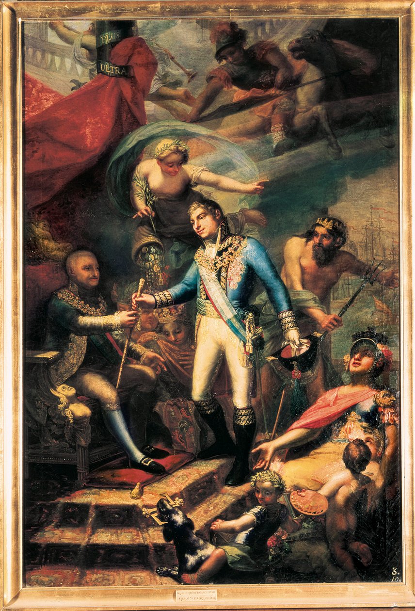 Carlos IV de Espanha (1748-1819) nomeando Manuel Godoy (1767-1851) Almirante da Marinha de Francisco Llacer y Valdermont