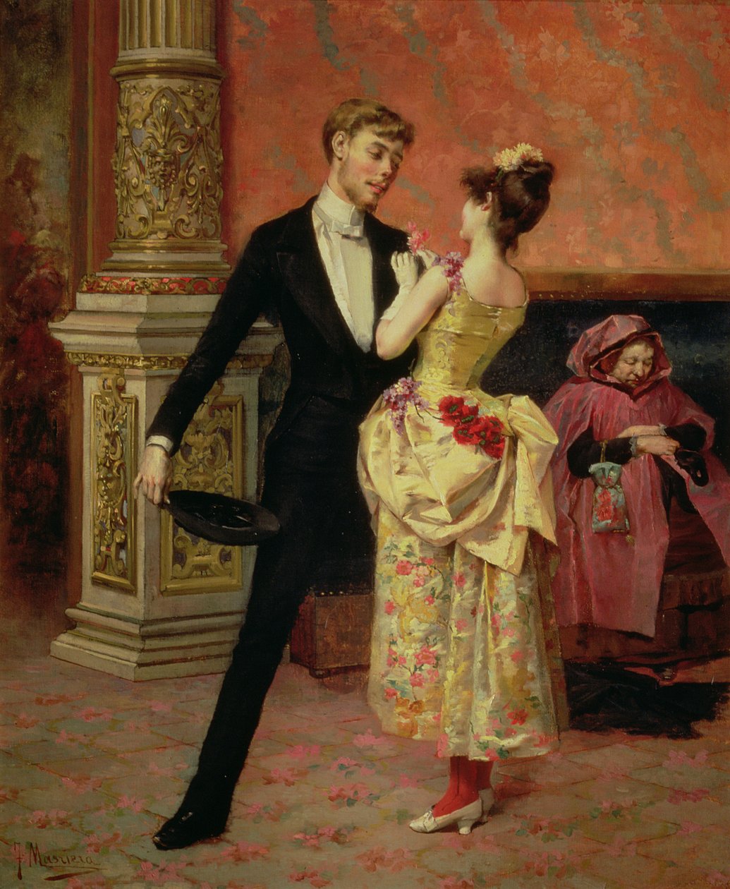 O Foyer do Teatro Lyceum (óleo sobre tela) de Francisco Masriera y Manovens