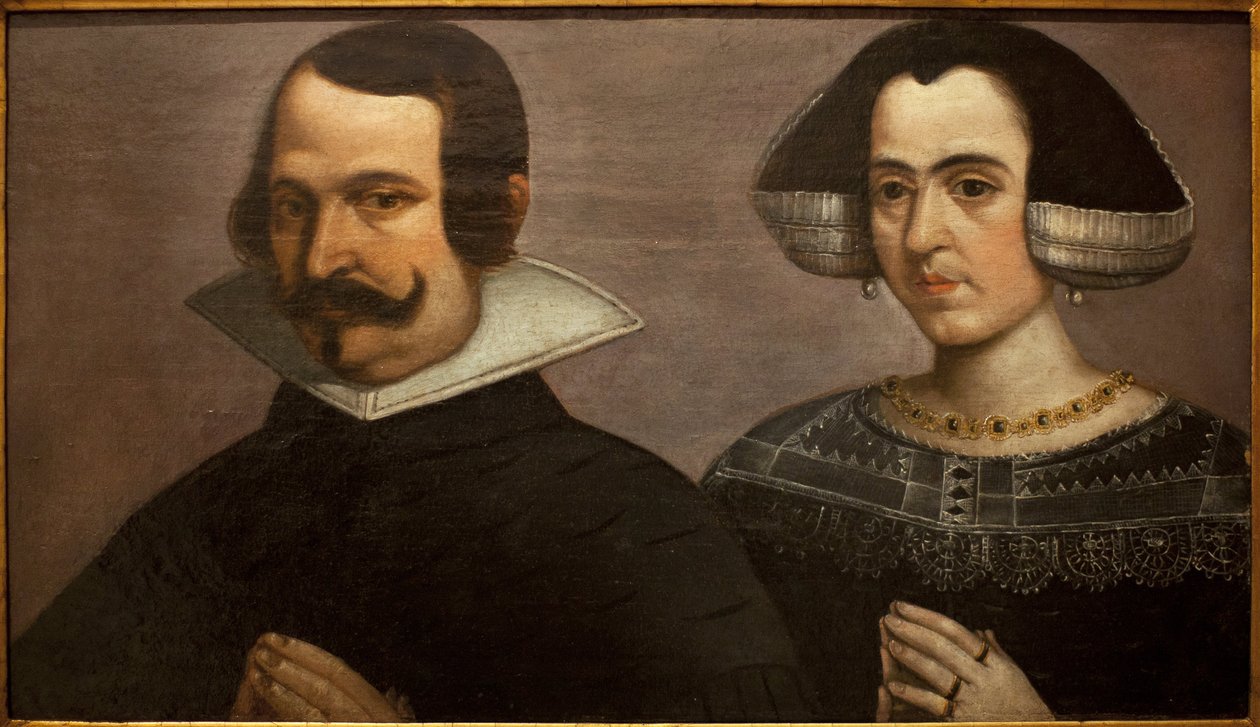 Retrato de um jovem casal a rezar. Pintura de Francisco Pacheco (1564-1644), cerca de 1630. Museu de Belas Artes de Sevilha, Espanha. de Francisco Pacheco