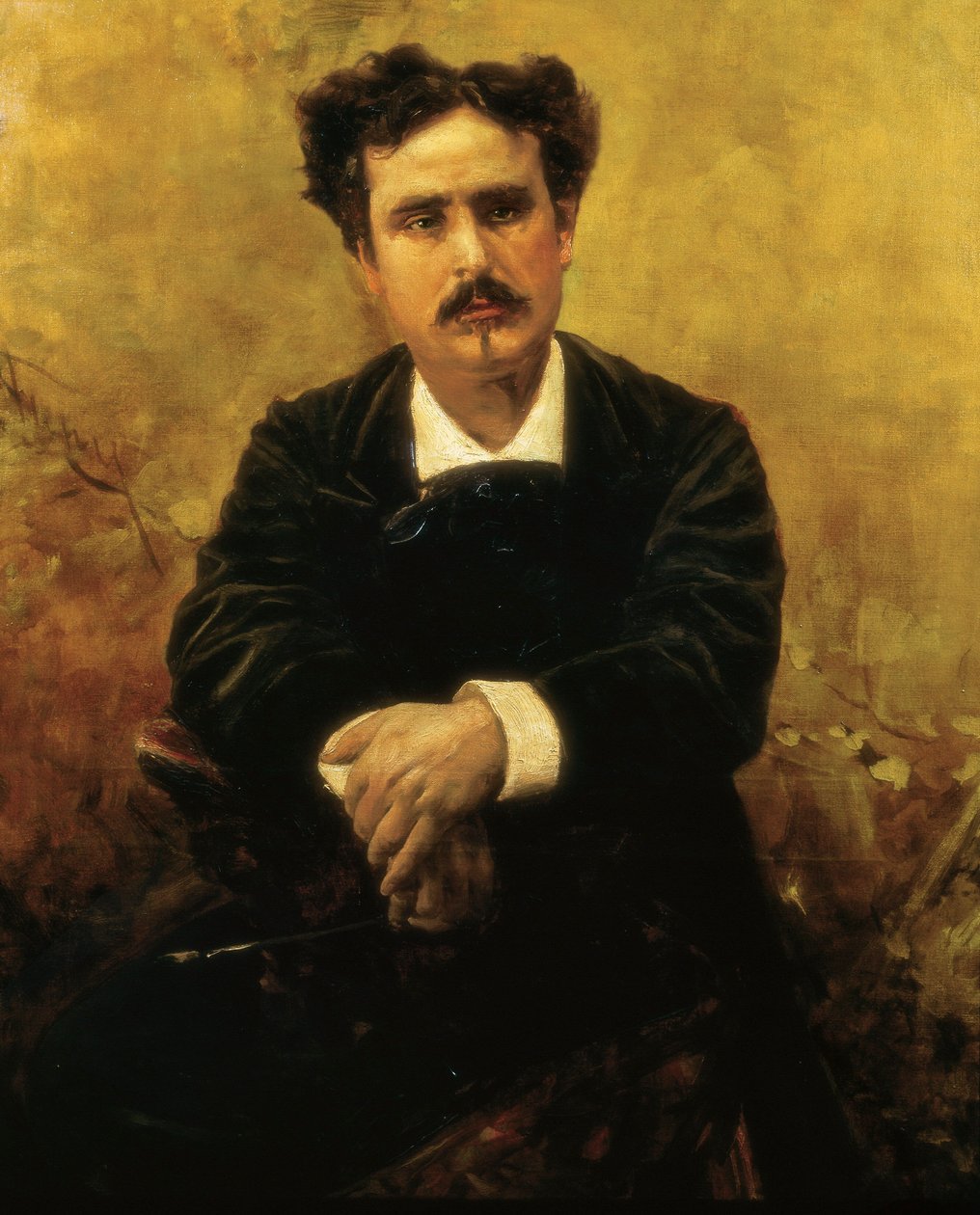 Retrato de Mariano Fortuny (1838-1874), pintor espanhol, pintura de Francisco Peralta (1837-1897) século XIX. de Francisco Peralta del Campo