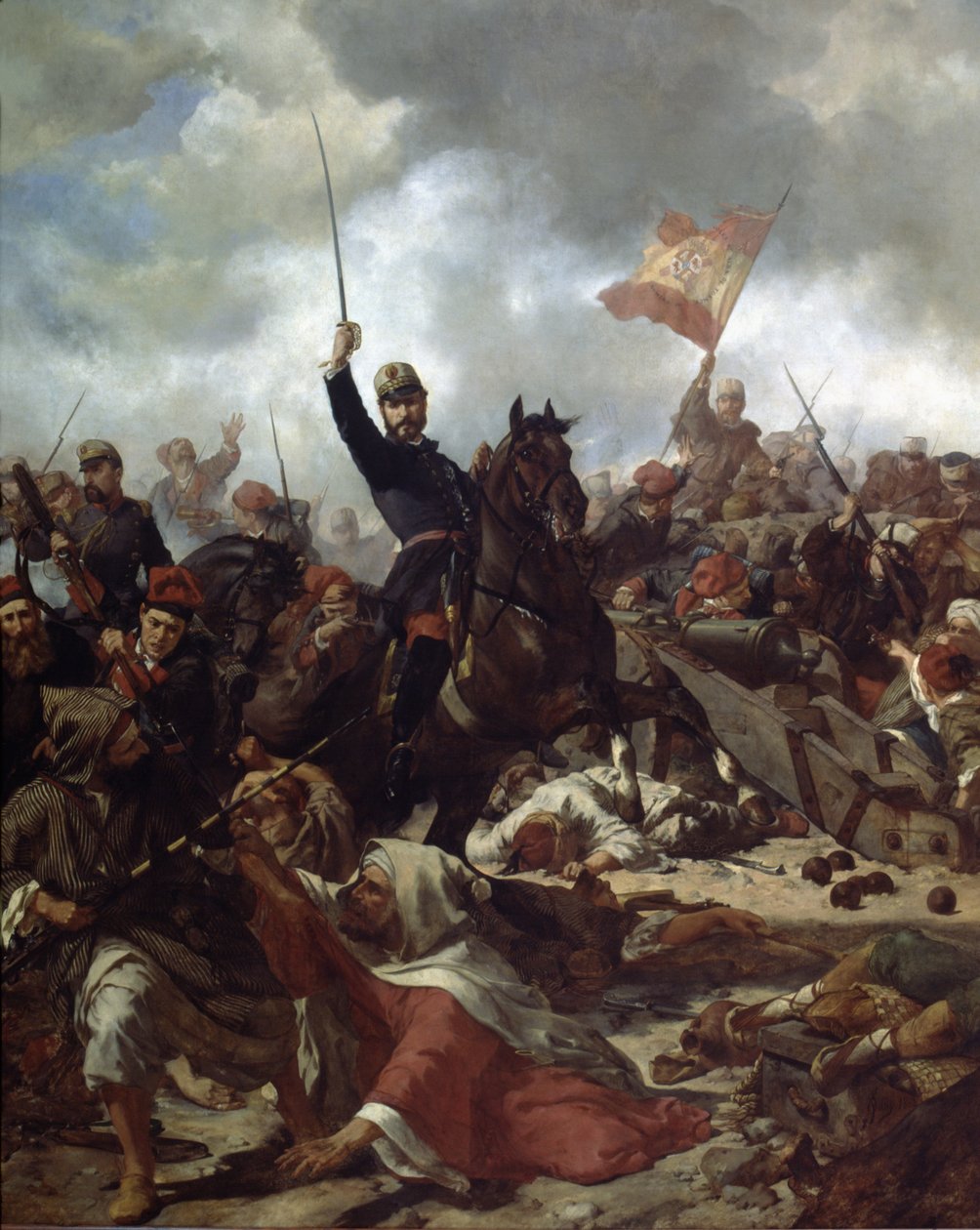 General John Prim e Prats (1814-70) na Batalha de Tetouan em de Francisco Sans y Cabot