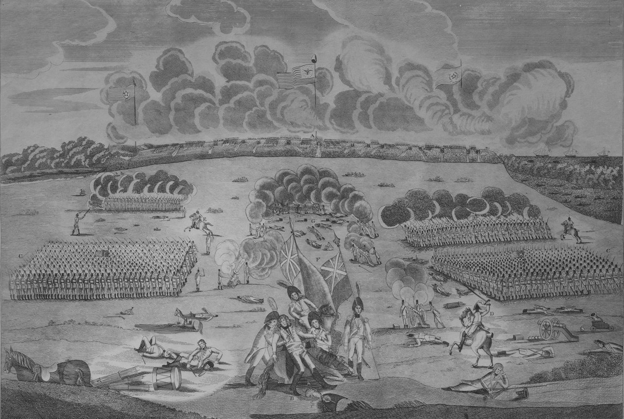 Uma visão correta da batalha perto da cidade de Nova Orleans 8 de janeiro de 1815, ca. 1816. de Francisco Scacki