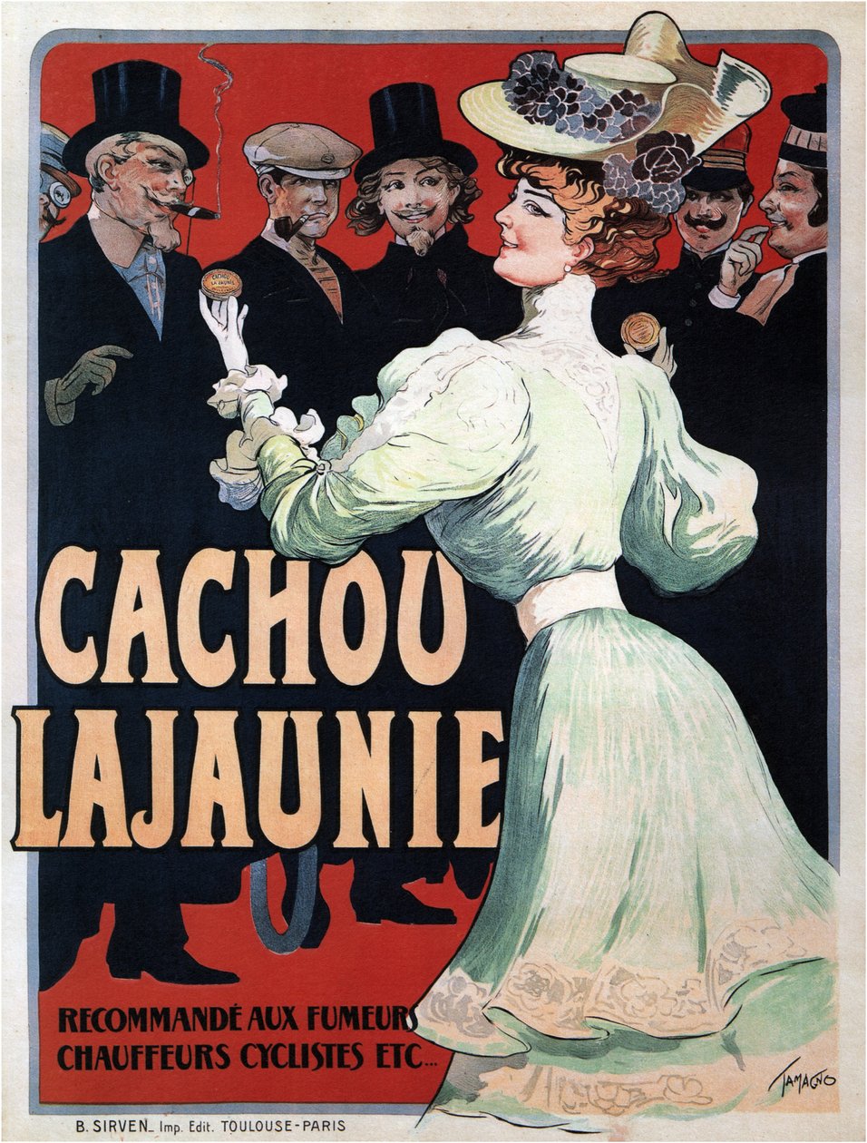 Cachou Lajaunie. Recomendado para pilotos para ciclistas fumantes etc, c. 1890 de Francisco Tamagno