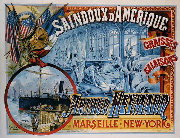 Cartaz publicitário da gordura animal americana de Arthur Heymann (cor litho) de Francisco Tamagno