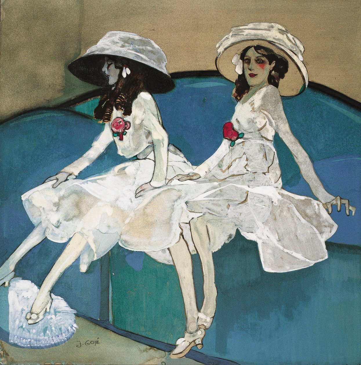 Duas irmãs - Duas irmãs - Pintura de Xavier Gose (1876-1915), c. 1910 - Óleo sobre tela - Museu Nacional d