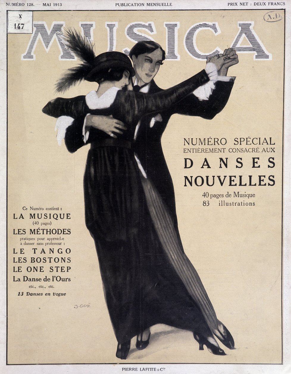 Numero special dances nouvelles (casal dançando o tango) - Ilustração de Francisco Javier Gose (1876-1915) Em "Musica", maio de 1913 de Francesc Xavier Gosé