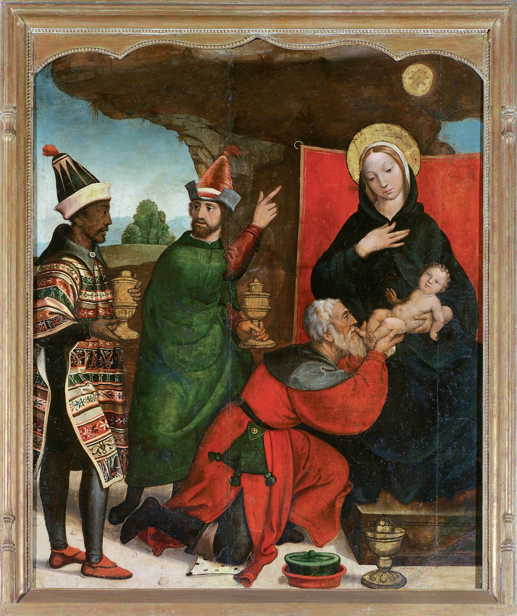 A Adoração dos Magos - Comontes, Francisco de (activo 1524-1565) - 1535-1540 - Óleo sobre madeira - 129x103 - Museo de Bellas Artes, Salamanca de Francisco de Comontes
