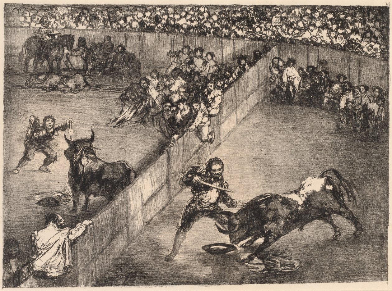 Tourada em um ringue dividido de Francisco de Goya