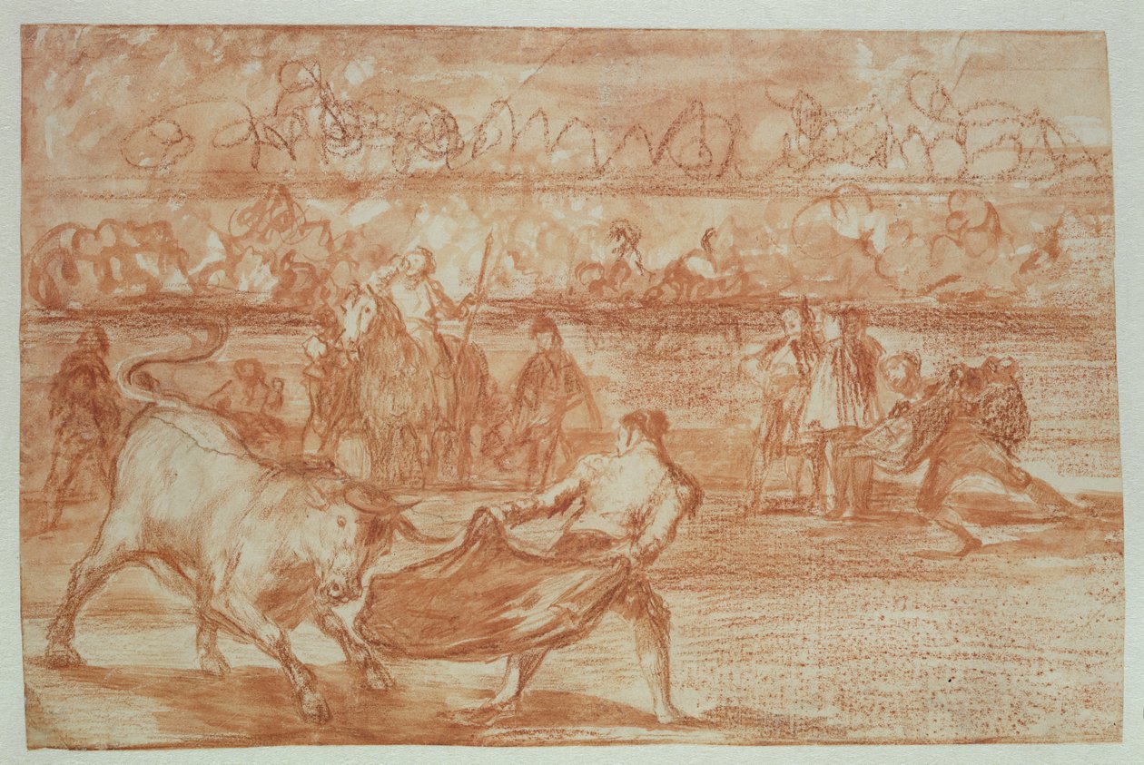 Tourada, 1815-16 (giz vermelho sobre papel) de Francisco de Goya