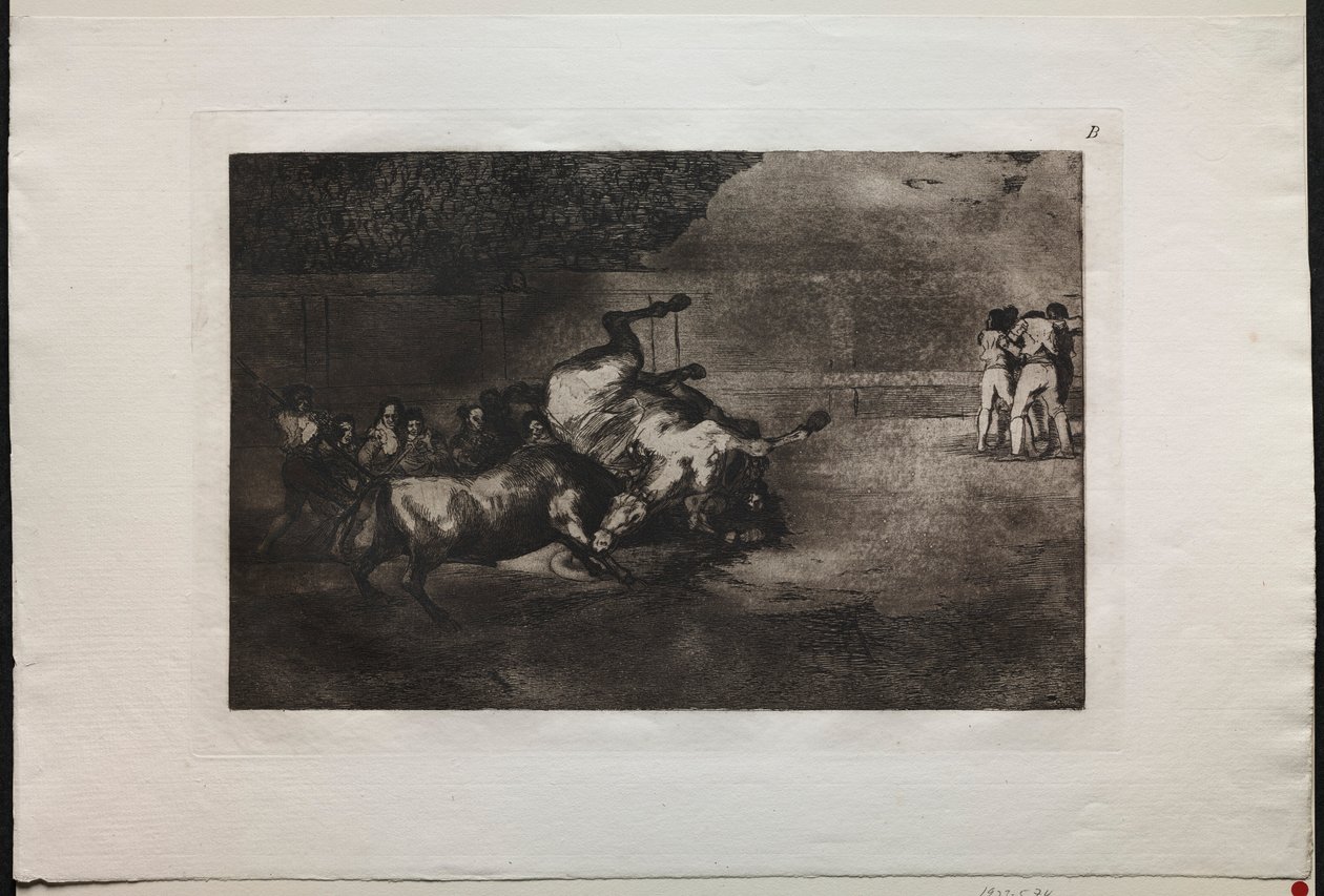 Touradas: um cavalo jogado pelo touro, 1876. de Francisco de Goya
