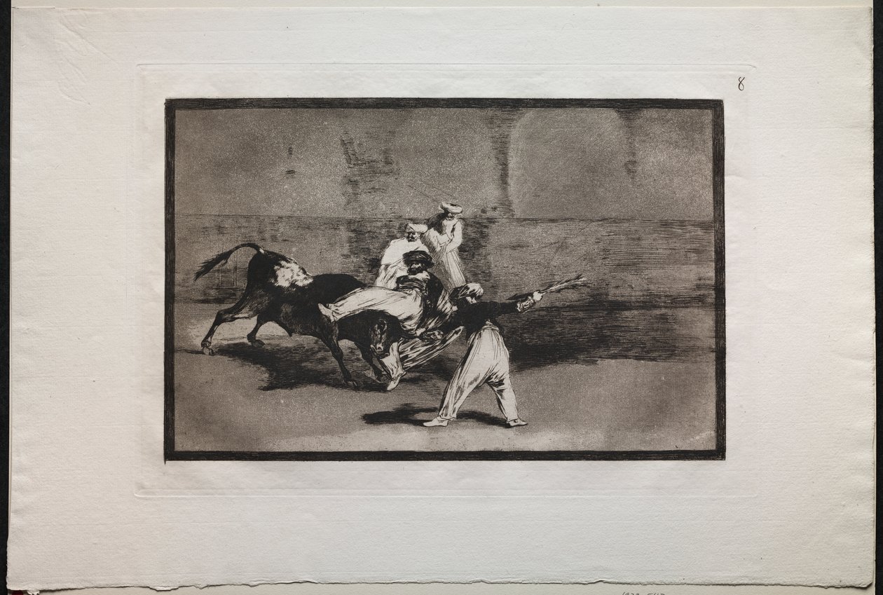 Touradas: Um mouro apanhado por um touro no ringue de Francisco de Goya