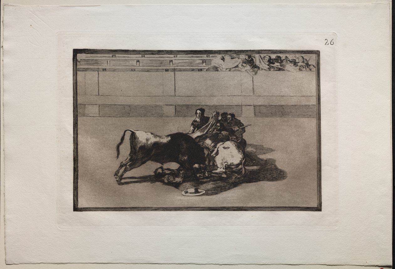 Touradas: Picador é desmontado e cai sob o touro de Francisco de Goya