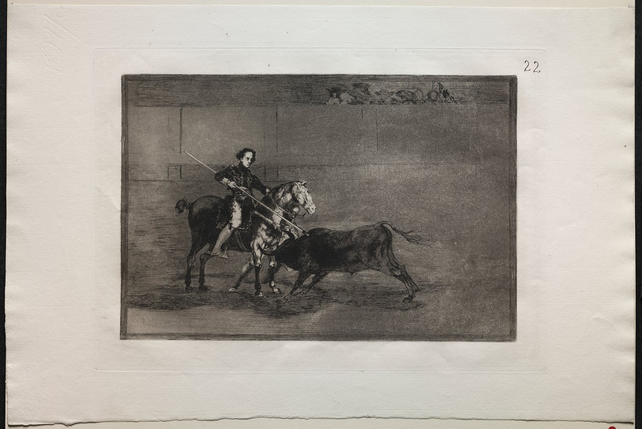 Touradas: Coragem viril da celebrada Pajuelera em (o Anel) em Saragosa de Francisco de Goya