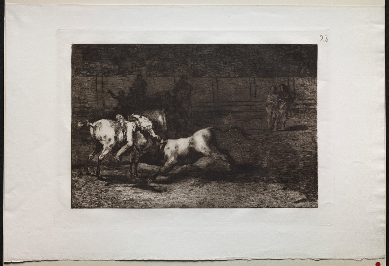 Touradas: Mariano Ceballos, Alias o índio, mata o touro de seu cavalo de Francisco de Goya